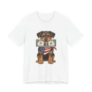 Patriotic Puppy Dollar Bill Funny T-Shirt in White