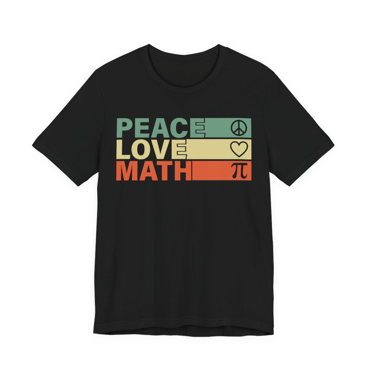 Peace Love Math Retro Teacher T-Shirt in Black