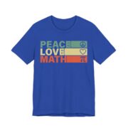 Peace Love Math Retro Teacher T-Shirt in True Royal