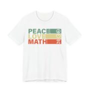 Peace Love Math Retro Teacher T-Shirt in White