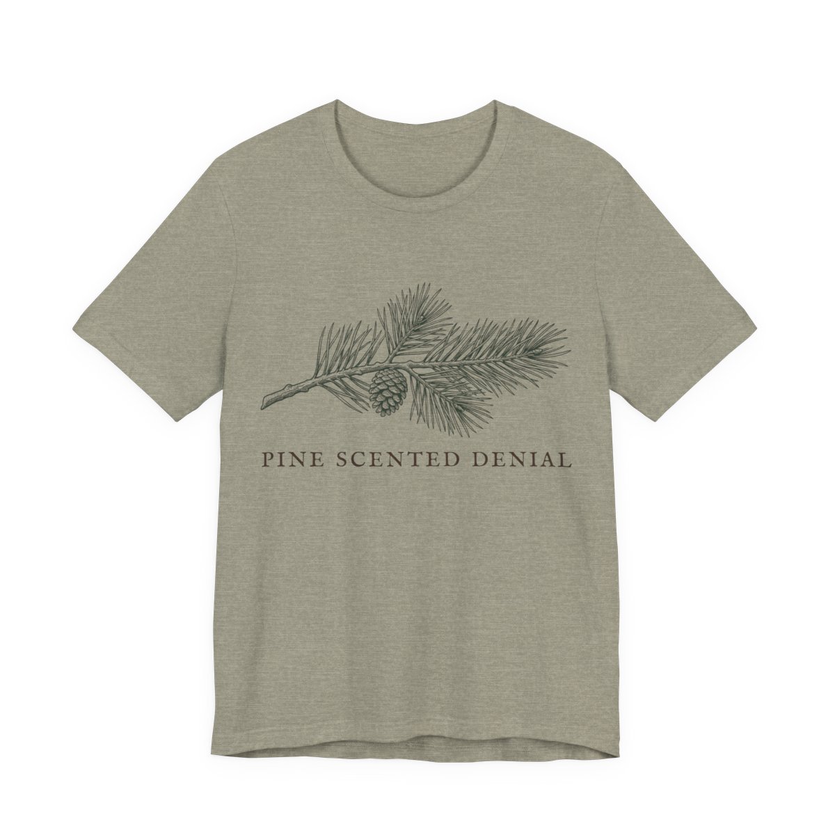 Pine Scented Denial Shirt - Funny Christmas Tee in Heather Stone