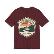 Procrastination Peak Trail Crew Shirt - Funny Hiking Parody in Maroon