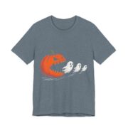Pumpkin And Ghosts Cute Halloween T-Shirt in Heather Slate