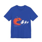 Pumpkin And Ghosts Cute Halloween T-Shirt in True Royal