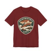 Rock Bottom Rafting Co Class V Shirt - Funny Outdoors Parody in Cardinal