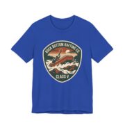 Rock Bottom Rafting Co Class V Shirt - Funny Outdoors Parody in True Royal