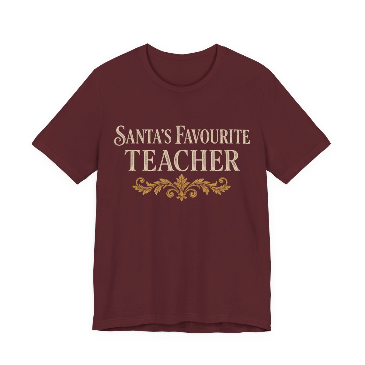 Santa's Favourite Teacher Shirt - Funny Christmas Tee Maroon Santa's Favourite Teacher Shirt - Funny Christmas Tee in Maroon