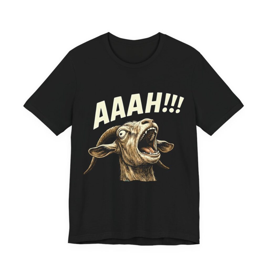 Screaming Goat Aaah Funny T-Shirt in Black
