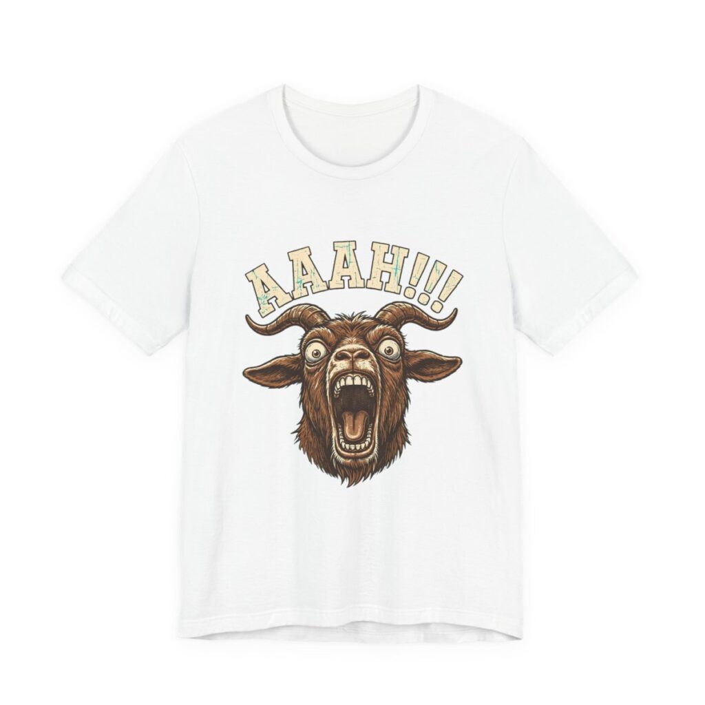 Screaming Goat Funny Farm Animal T-Shirt in White