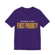 Second Plate, First Priority Shirt - Funny Thanksgiving Tee in Team Purple