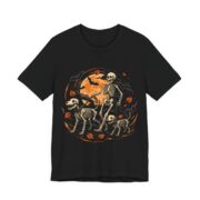 Skeleton Dogs Walking Halloween T-Shirt in Black