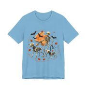 Skeleton Dogs Walking Halloween T-Shirt in Ocean Blue