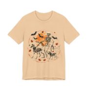 Skeleton Dogs Walking Halloween T-Shirt in Sand Dune