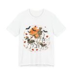 Skeleton Dogs Walking Halloween T-Shirt in White
