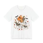 Skeleton Dogs Walking Halloween T-Shirt in White