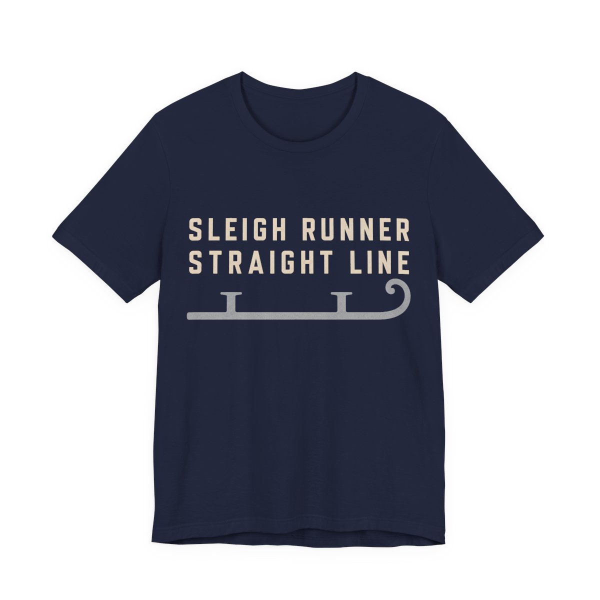 Sleigh Runner, Straight Line Shirt - Funny Christmas Tee in Navy