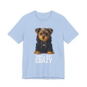 Small But Crazy Yorkie Dog T-Shirt in Baby Blue