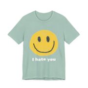 Smiley Face I Hate You Sarcastic T-Shirt in Dusty Blue