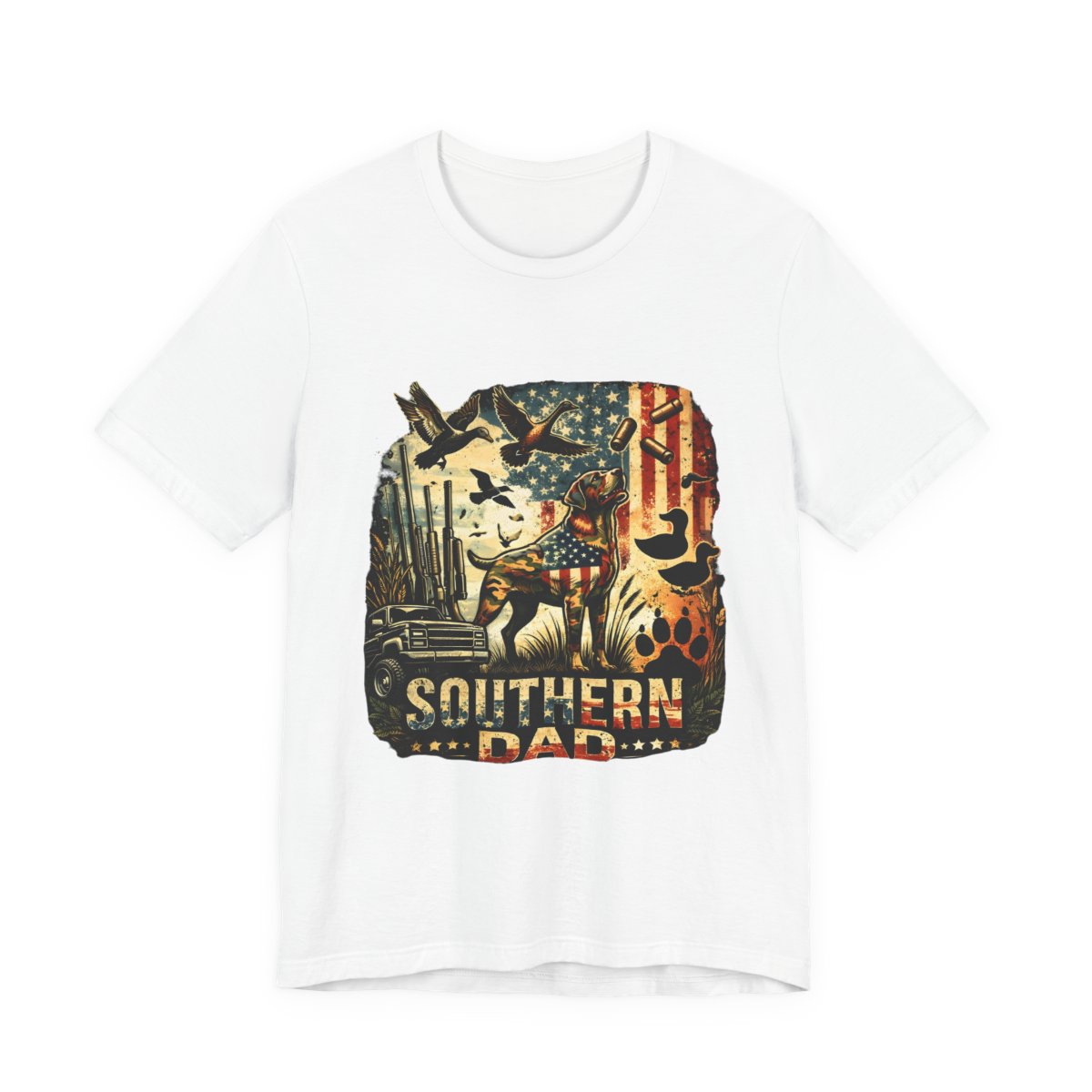Southern Dad Duck Hunting Camo T-Shirt in White