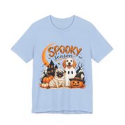Spooky Season Dogs Haunted House T-Shirt in Baby Blue