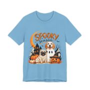 Spooky Season Dogs Haunted House T-Shirt in Ocean Blue