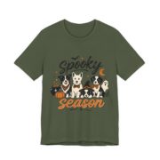 Spooky Season Dogs In Bow Ties T-Shirt in Military Green