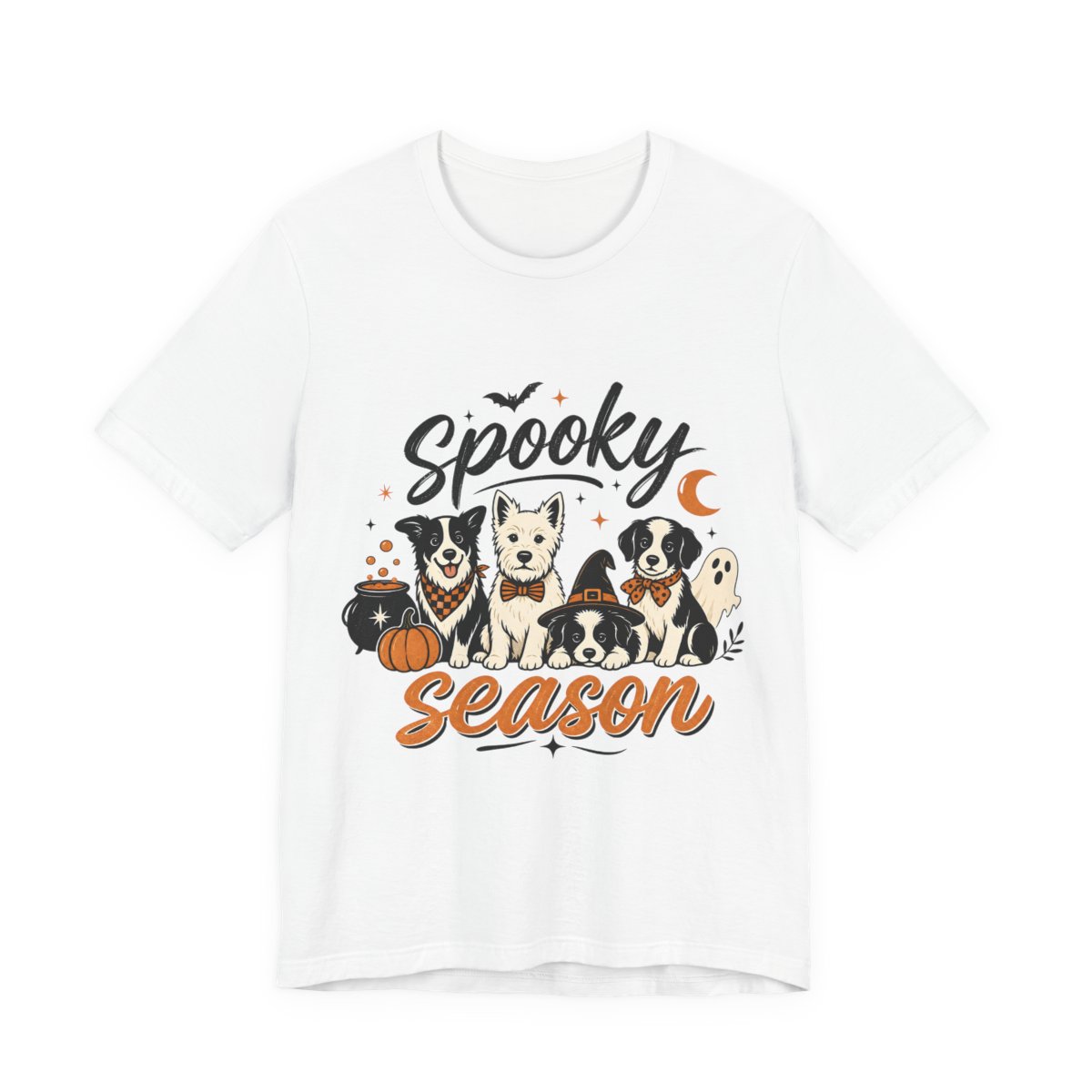 Spooky Season Dogs In Bow Ties T-Shirt in White