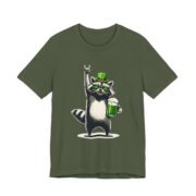 St Patricks Day Raccoon Green Beer T-Shirt in Military Green