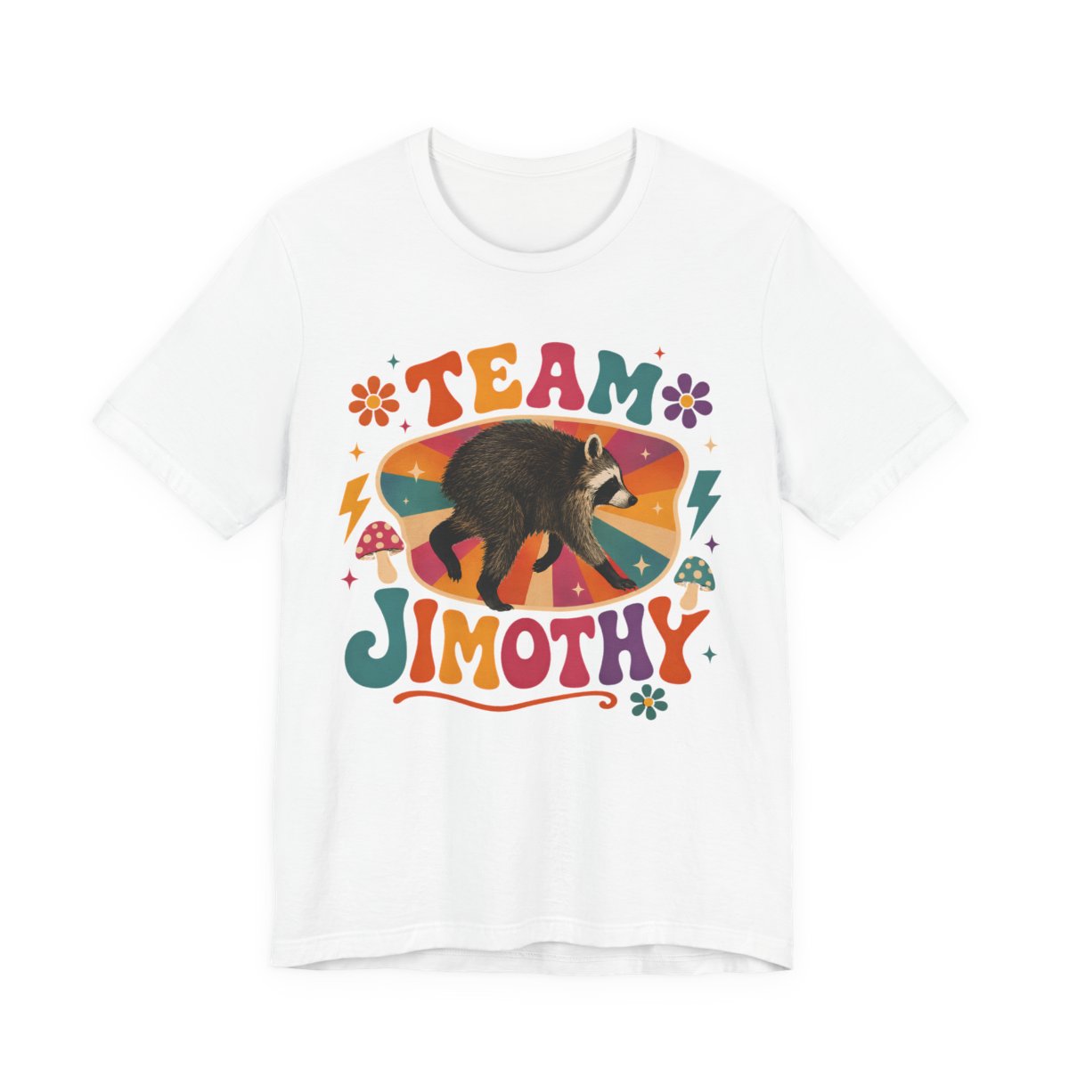 Team Jimothy Retro Groovy Raccoon T-Shirt in White