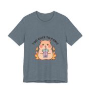 Too Cute To Panic Capybara Boba T-Shirt in Heather Slate