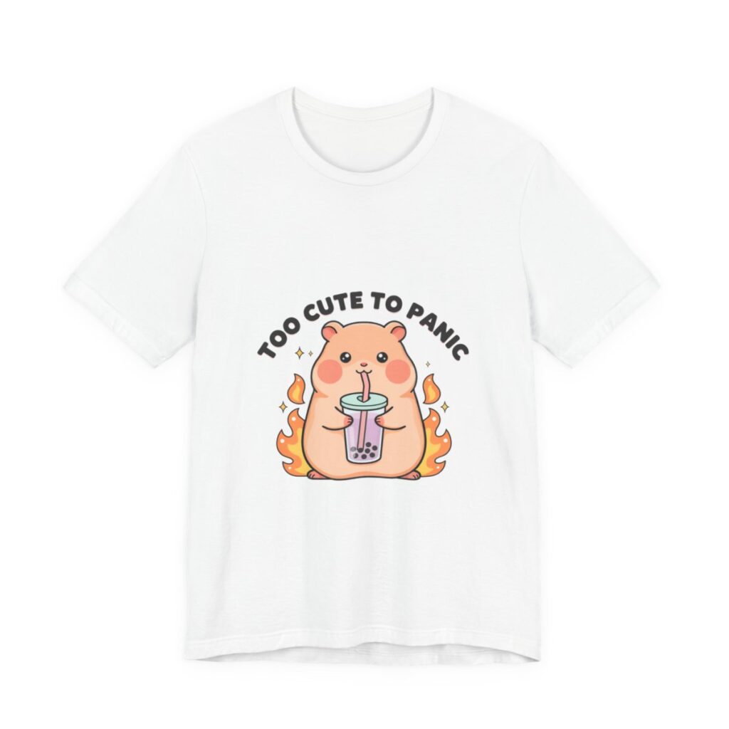 Too Cute To Panic Capybara Boba T-Shirt in White