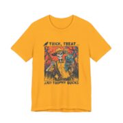 Trick Treat And Trophy Bucks Hunting T-Shirt in Gold