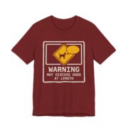 Warning May Discuss Dogs At Length Shirt - Funny Dog Mom Tee in Cardinal