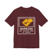 Warning May Discuss Dogs At Length Shirt - Funny Dog Mom Tee in Maroon