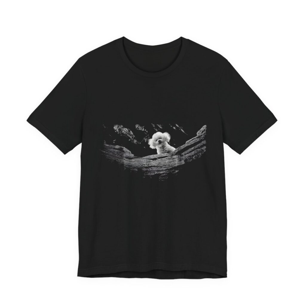White Dog On Driftwood Lake Day T-Shirt in Black