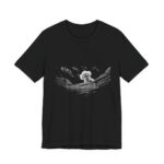White Dog On Driftwood Lake Day T-Shirt in Black