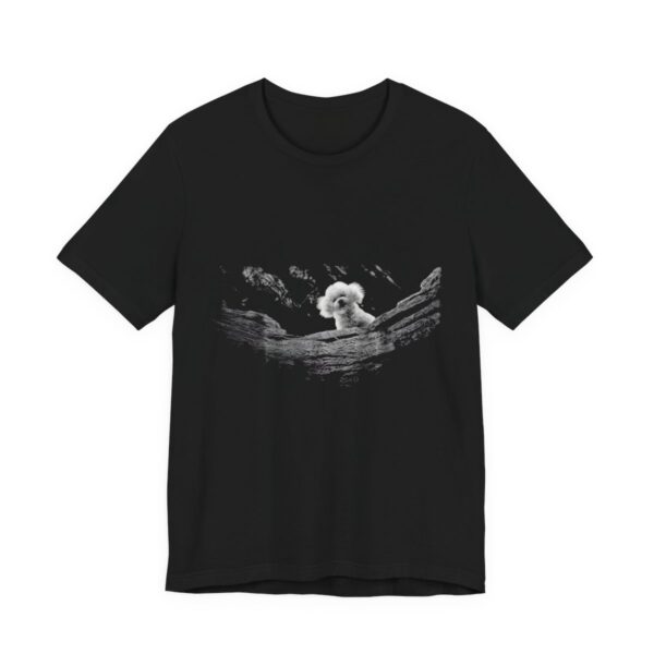 White Dog On Driftwood Lake Day T-Shirt in Black
