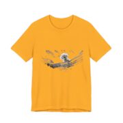 White Dog On Driftwood Lake Day T-Shirt in Gold