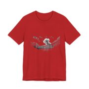 White Dog On Driftwood Lake Day T-Shirt in Red