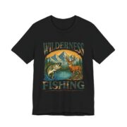 Wilderness Fishing Deer And Bass T-Shirt in Black
