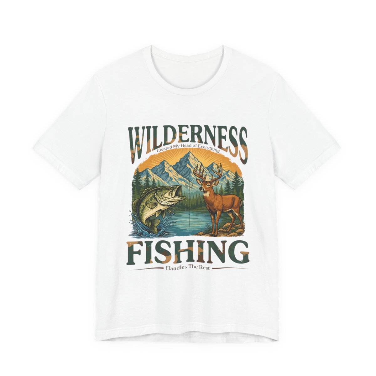 Wilderness Fishing Deer And Bass T-Shirt in White